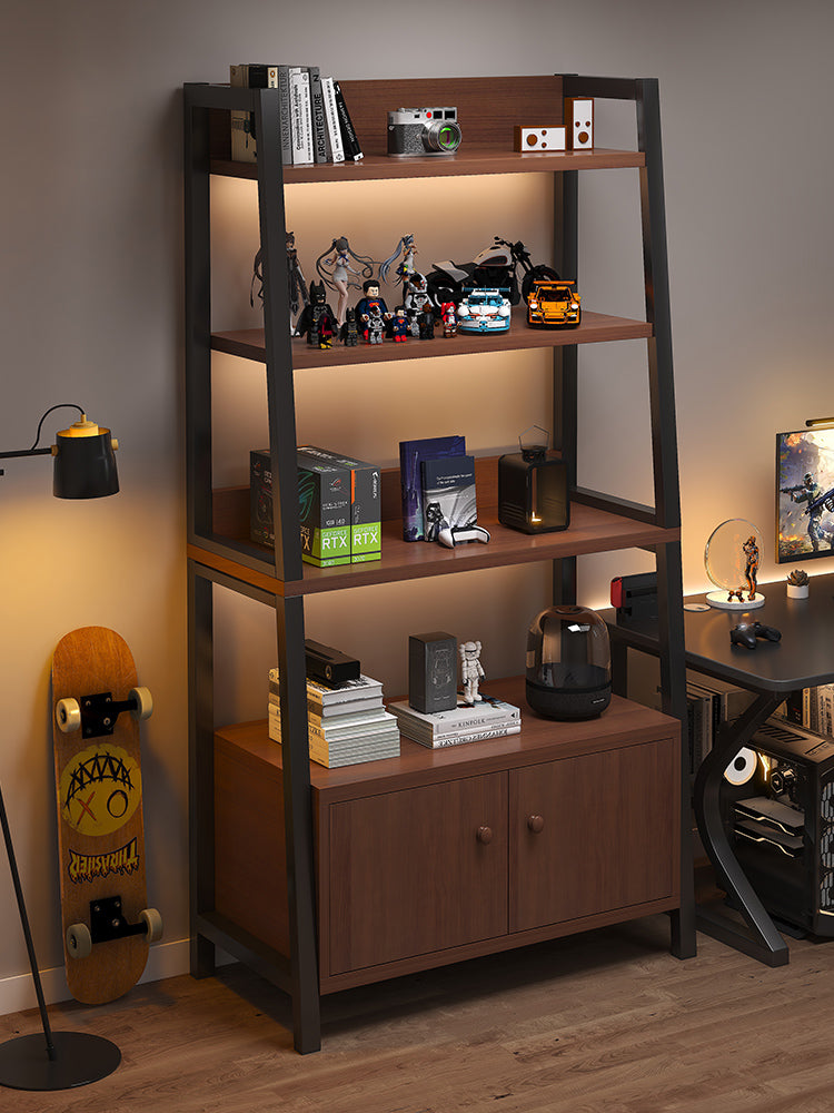 Ladder Design Metal Storage Bookshelf for Floor Display & Desk Side