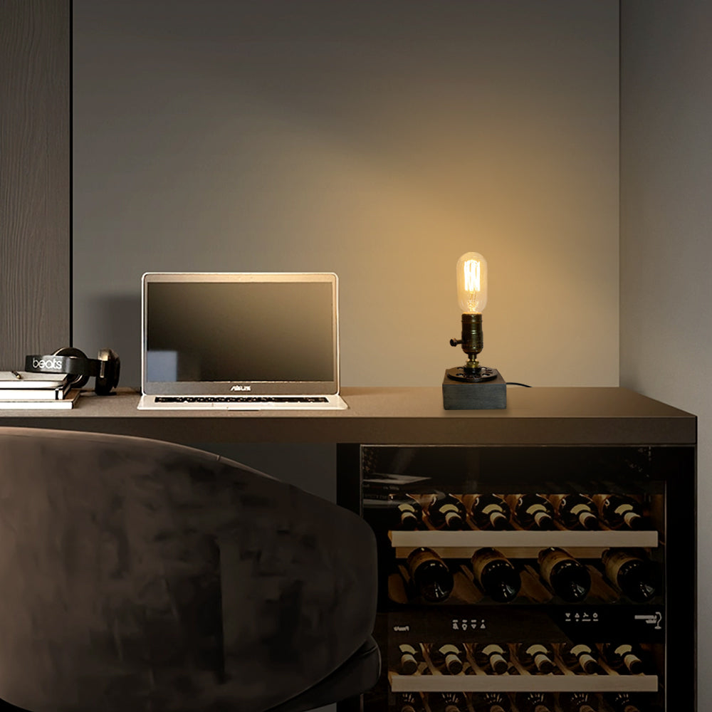 Vintage Pipe Style Table Lamp for Industrial Café Ambience and Home Decor