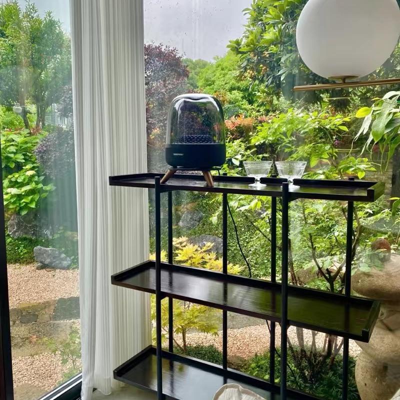 American Vintage Iron and Wood Standing Bookshelf with Multi-Tier Shelves