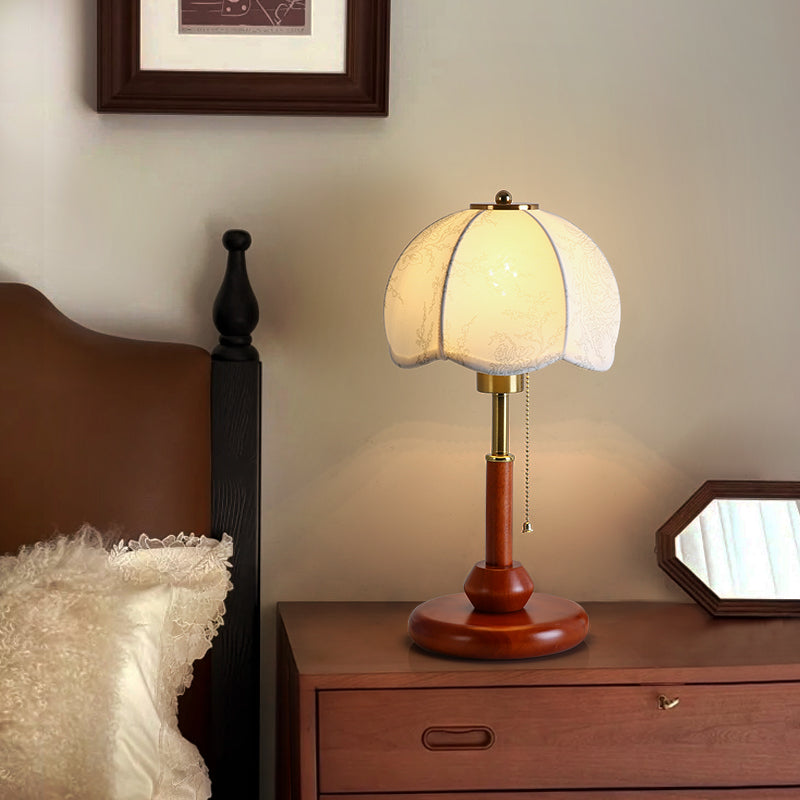 Retro French Wood Table Lamp for Bedroom, Living Room and Study Decor