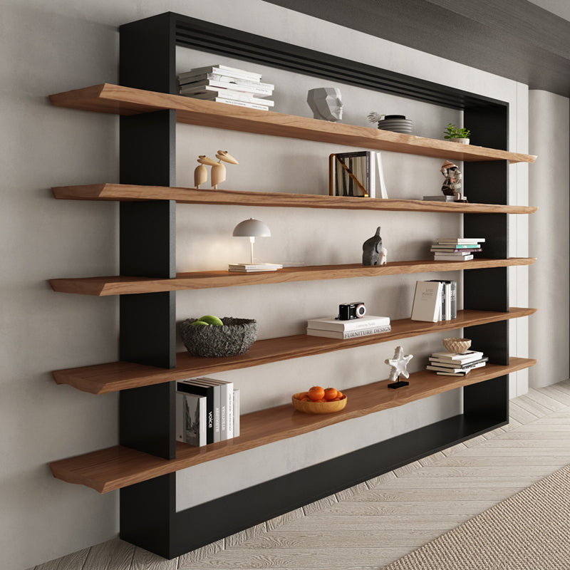 Full-Wall Solid Wood Display Shelf for Office, Nordic Industrial Style