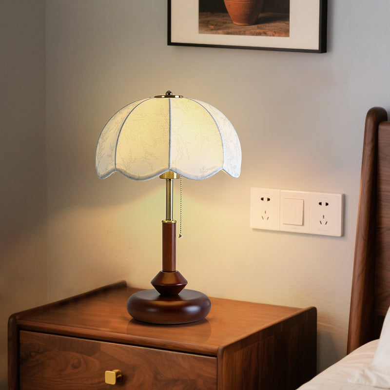 Retro French Wood Table Lamp for Bedroom, Living Room and Study Decor