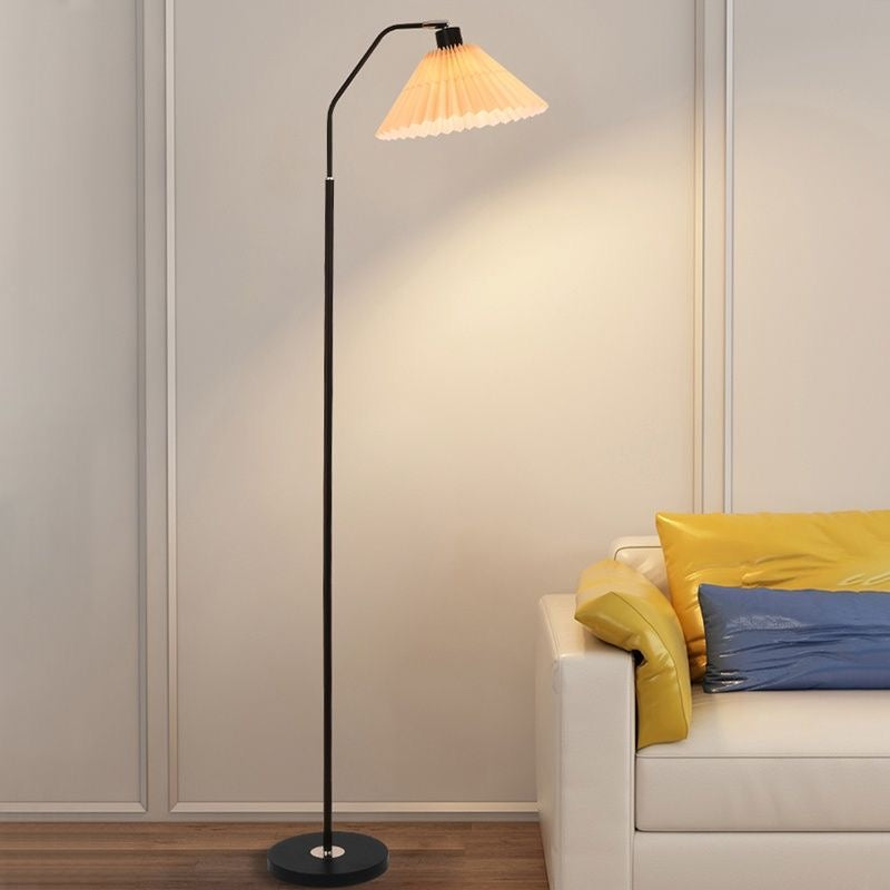 Nordic Style Standing Lamp with Pleated Shade for Sofa Side