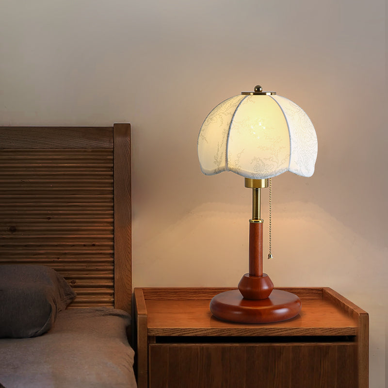 Retro French Wood Table Lamp for Bedroom, Living Room and Study Decor