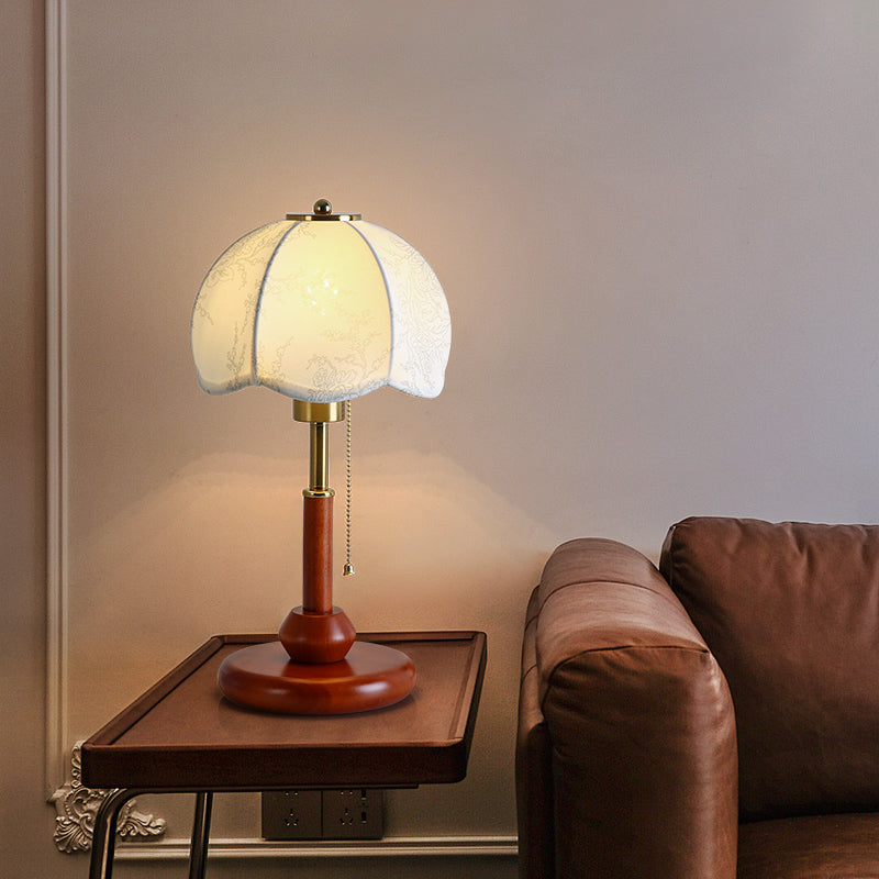 Retro French Wood Table Lamp for Bedroom, Living Room and Study Decor